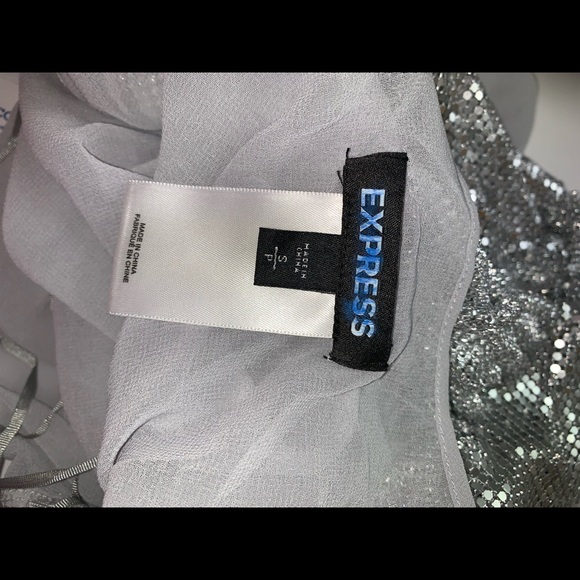 💃 EXPRESS silver chainmail metal mesh halter party dress S M - Picture 10 of 11